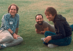 Picture of Rivest, Shamir, and Adleman in a field
